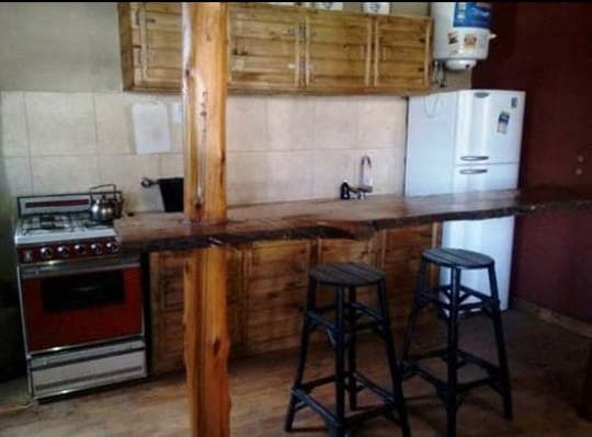 Vista de la cocina de la cabaña
